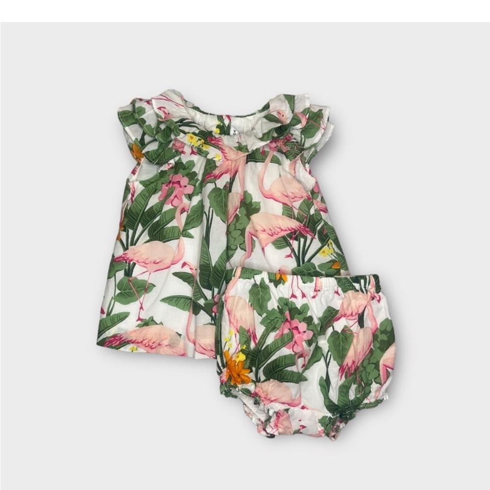 Janie and Jack Tropical Flamingo Top & Bloomer Set
